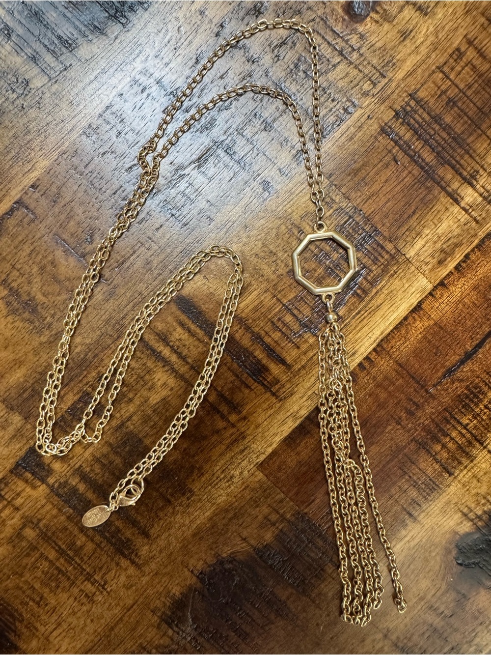Heather Belle Gold Hexagon Tassel Necklace - Women Jewelry